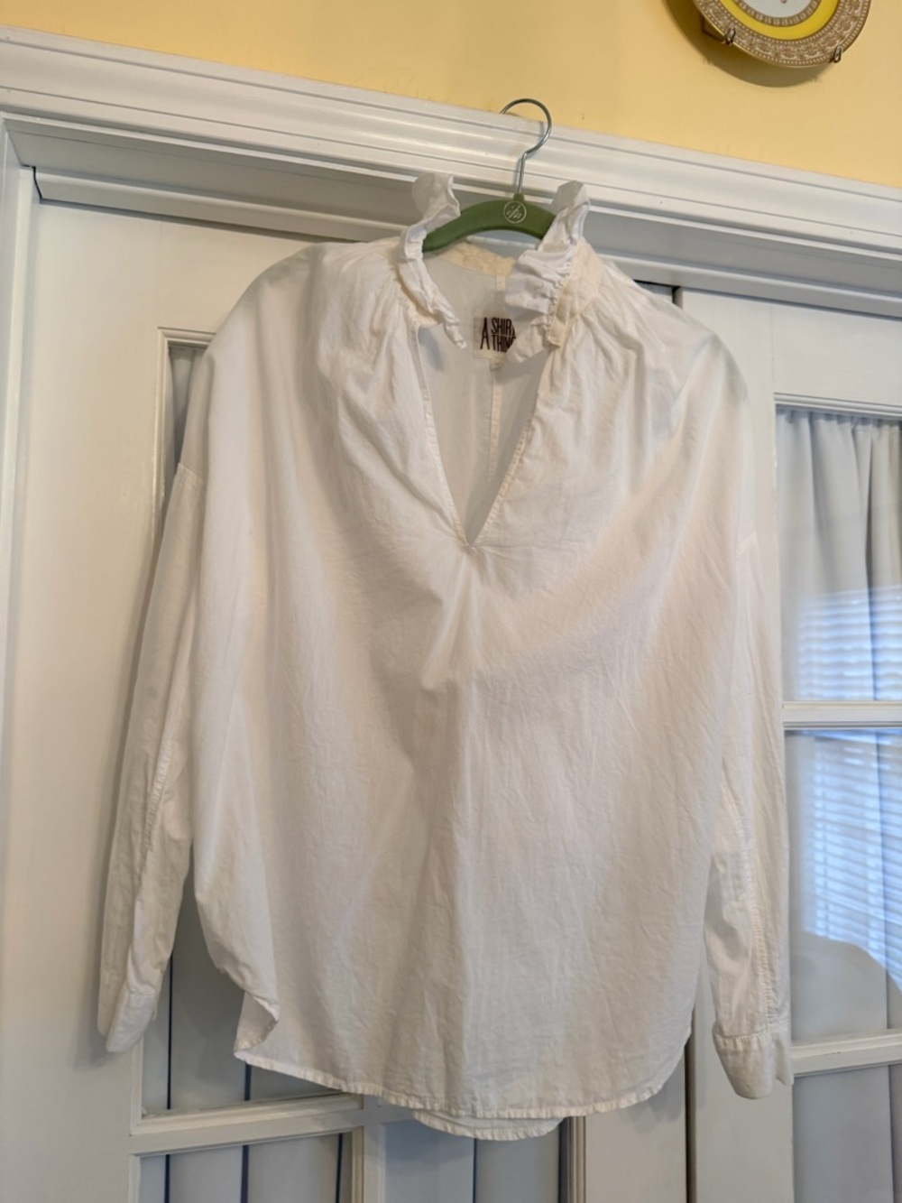 White Ruffled Collar Blouse - Women's Top